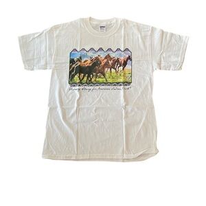 Vintage Gildan Running Strong Horses Tee Shirt